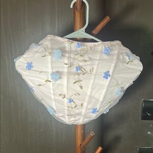 Cream and Blue Crop Top with Elegant Design